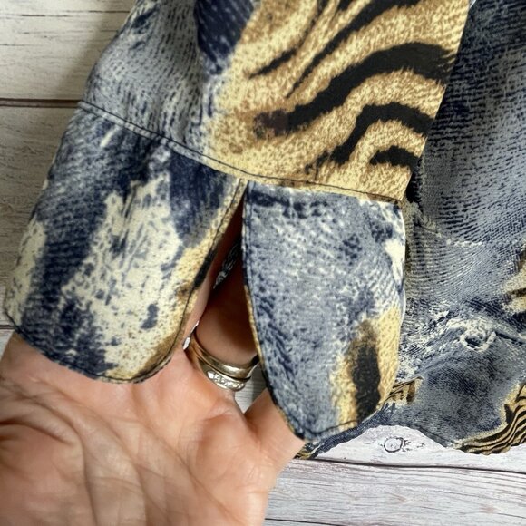 Covington Woman’s Blouse & Tank Set Size XL Blue Animal Print Safari Office Work - Picture 8 of 16